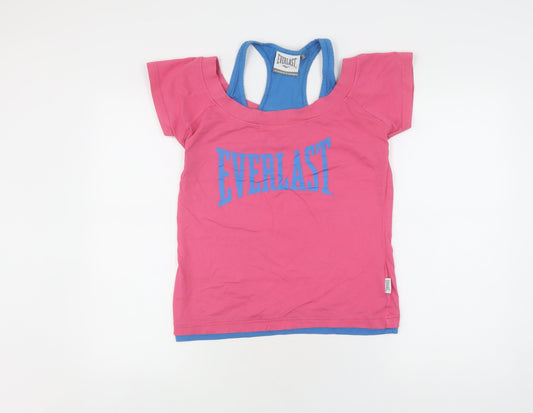 Everlast Women's Pink Blue T-Shirt, Size 12, Short Sleeve