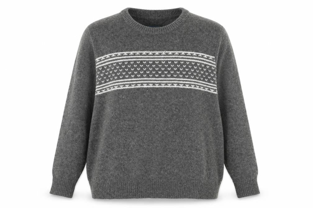 Quba Womens & Co Grey Wool Fair Isle Pullover Jumper XL