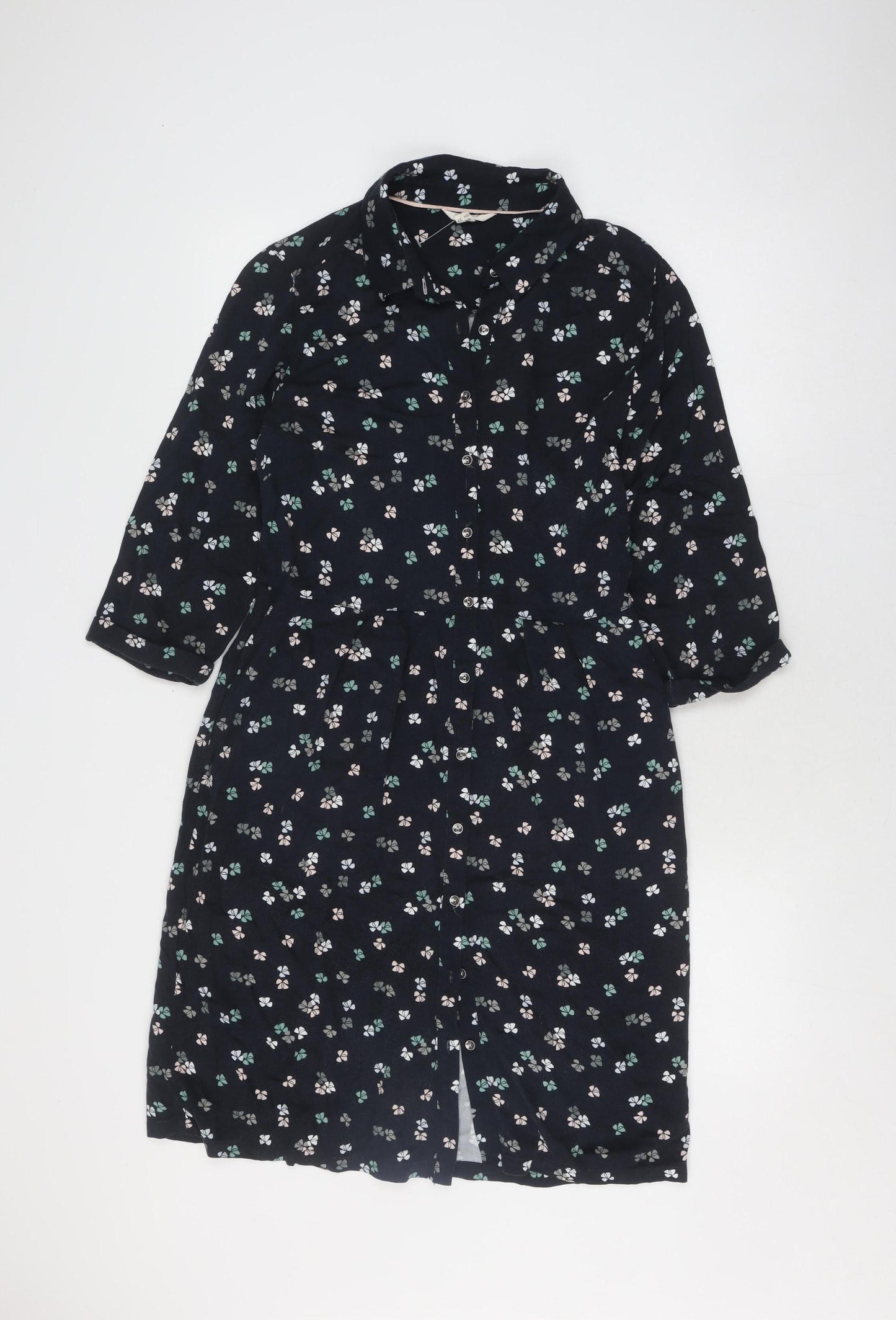 White Stuff Black Floral Shirt Dress Size 10