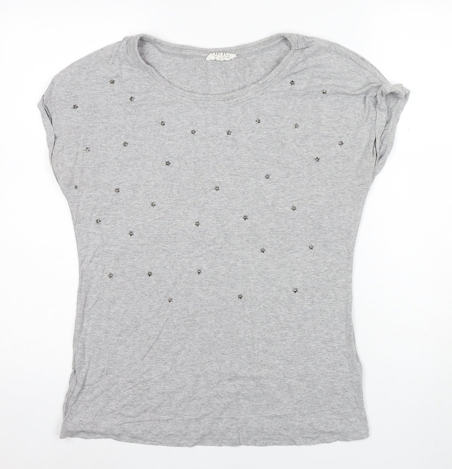 Debenhams Women's Grey Studded T-Shirt, Size 12