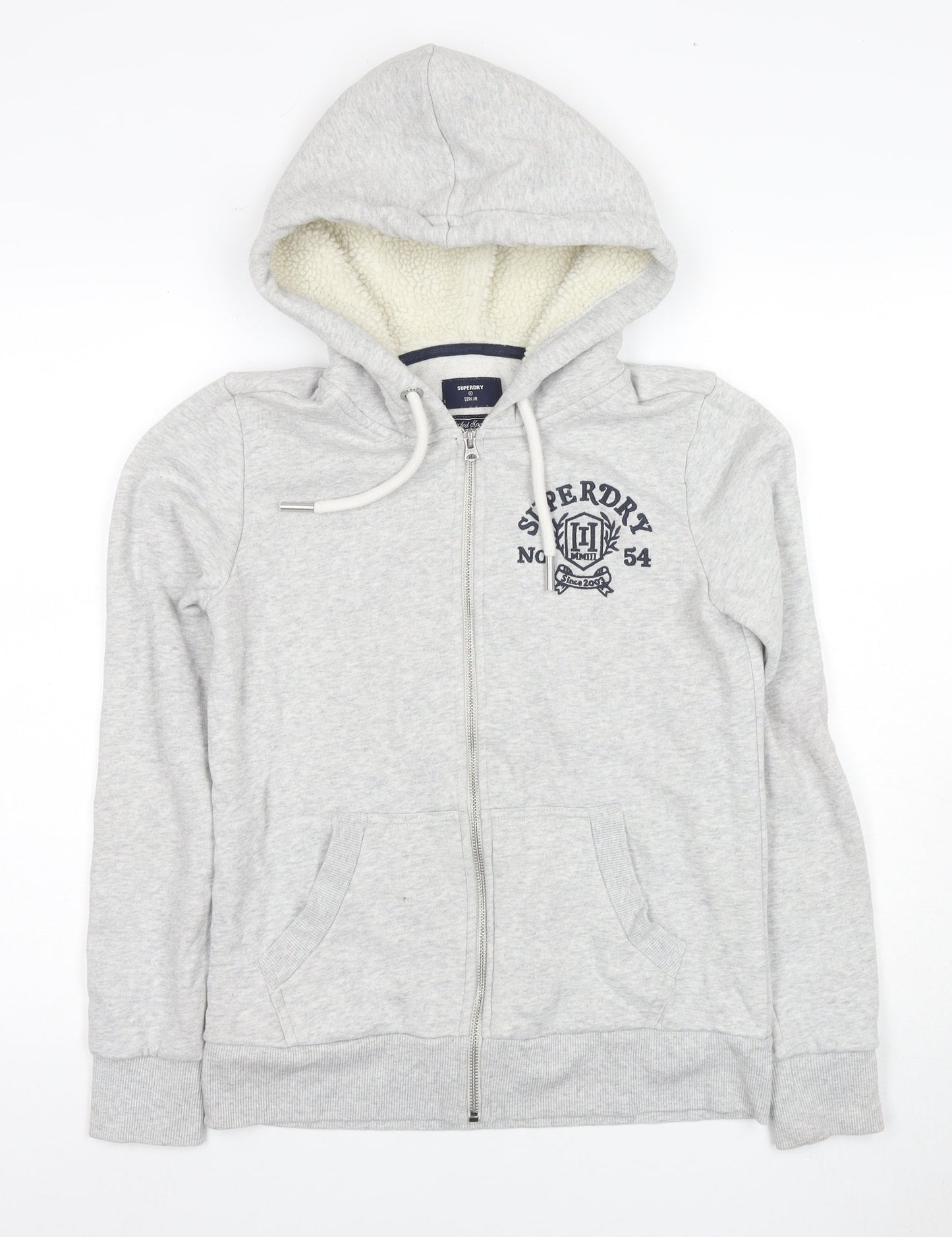 Superdry Women's Grey Full Zip Hoodie Size 8