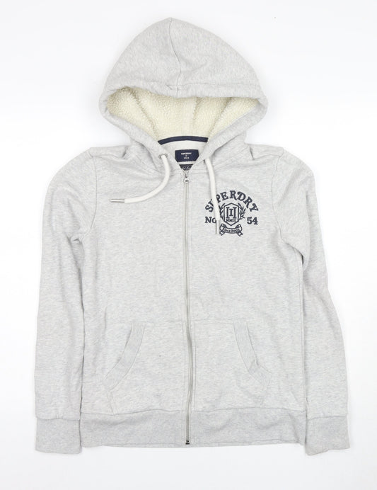 Superdry Women's Grey Full Zip Hoodie Size 8