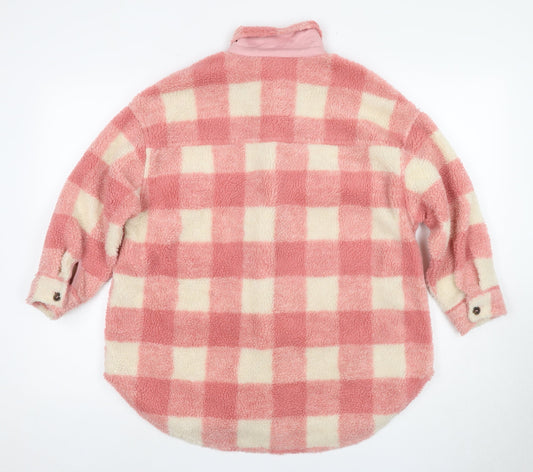 Next Girls Pink Check Shirt, Comfortable Fleece Size 10 Years