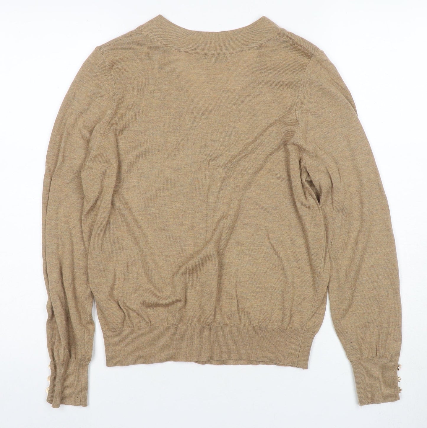 Next Women's Beige V-Neck Pullover Jumper Size 12