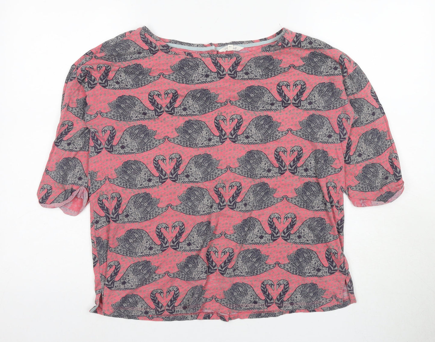 White Stuff Women's Pink Animal Print T-Shirt Size 14