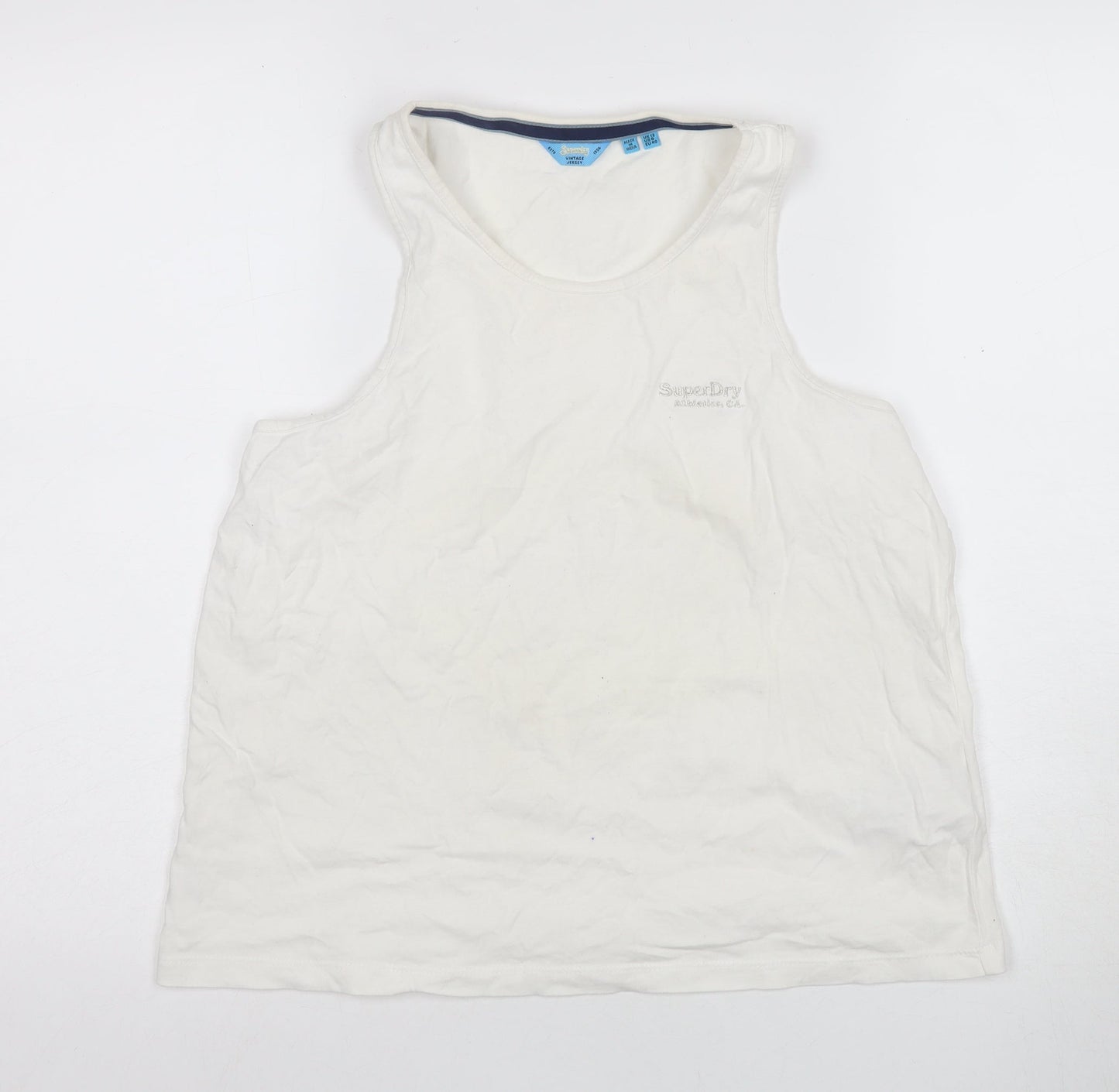 SuperDry Women's White Tank Jersey Top Size 12