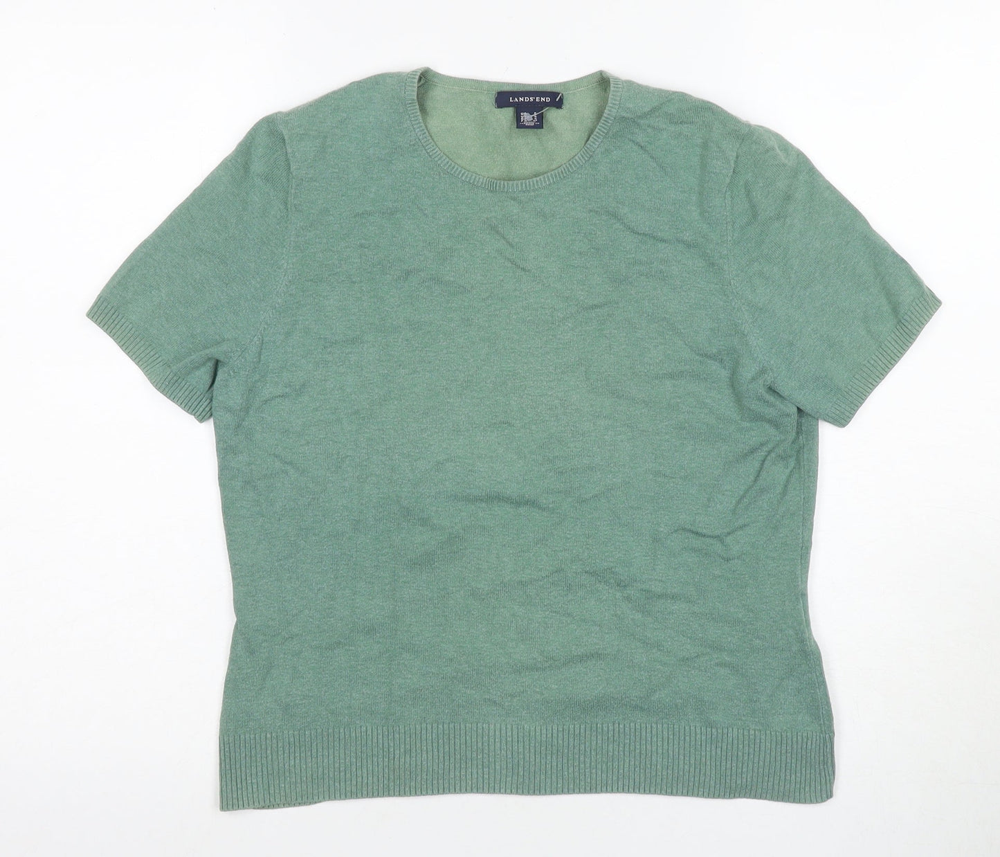 Lands' End Green Women's Crew Neck T-Shirt S