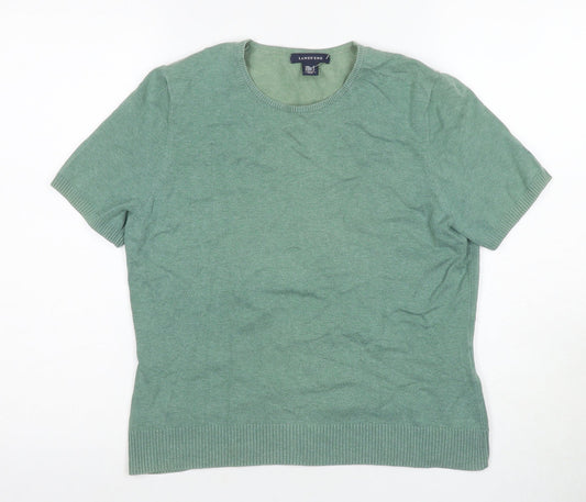 Lands' End Green Women's Crew Neck T-Shirt S