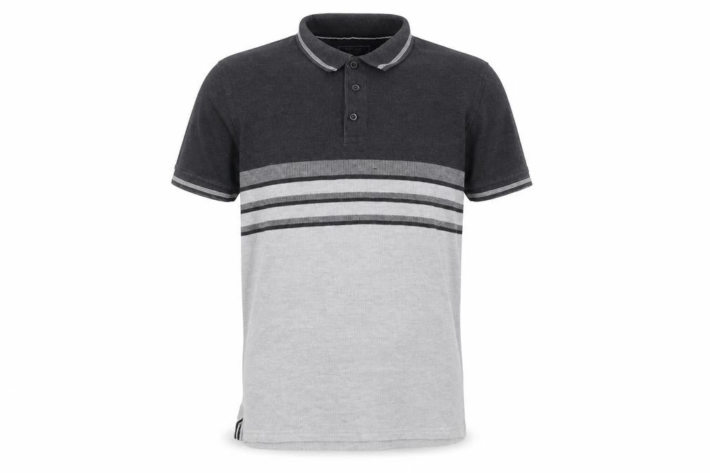 Maine New England Men's Grey Striped Polo Size L