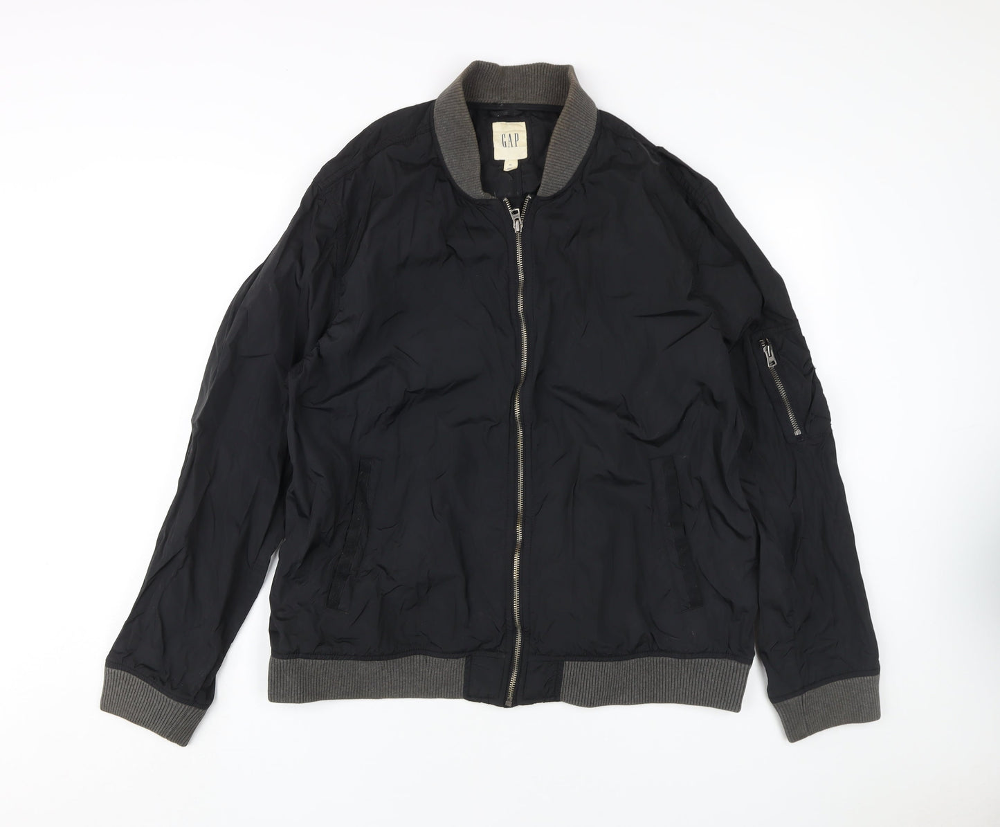 GAP Men's Black Bomber Jacket XL, Casual Zipped