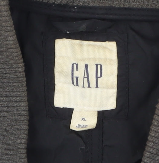 GAP Men's Black Bomber Jacket XL, Casual Zipped