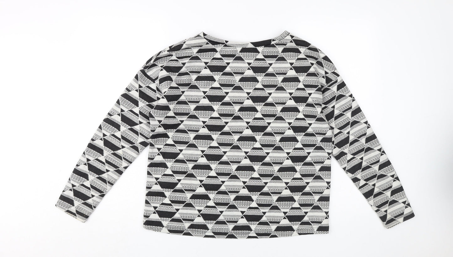 H&M Women's Black Geometric Long Sleeve Top Size 12