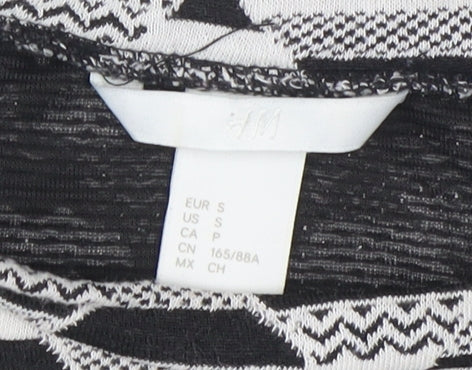 H&M Women's Black Geometric Long Sleeve Top Size 12