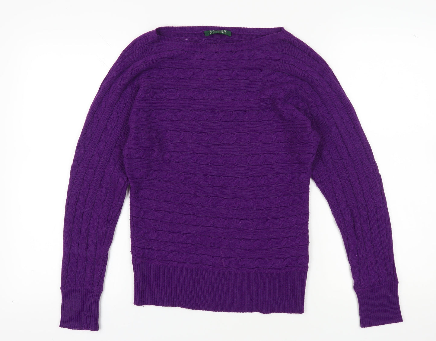 Ralph Lauren Women's Purple Cable-Knit Pullover Jumper
