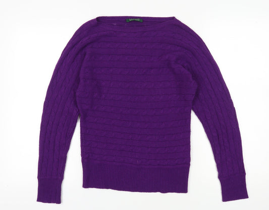 Ralph Lauren Women's Purple Cable-Knit Pullover Jumper