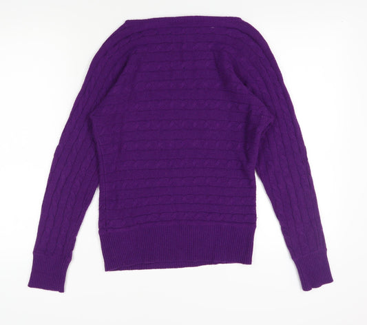 Ralph Lauren Women's Purple Cable-Knit Pullover Jumper