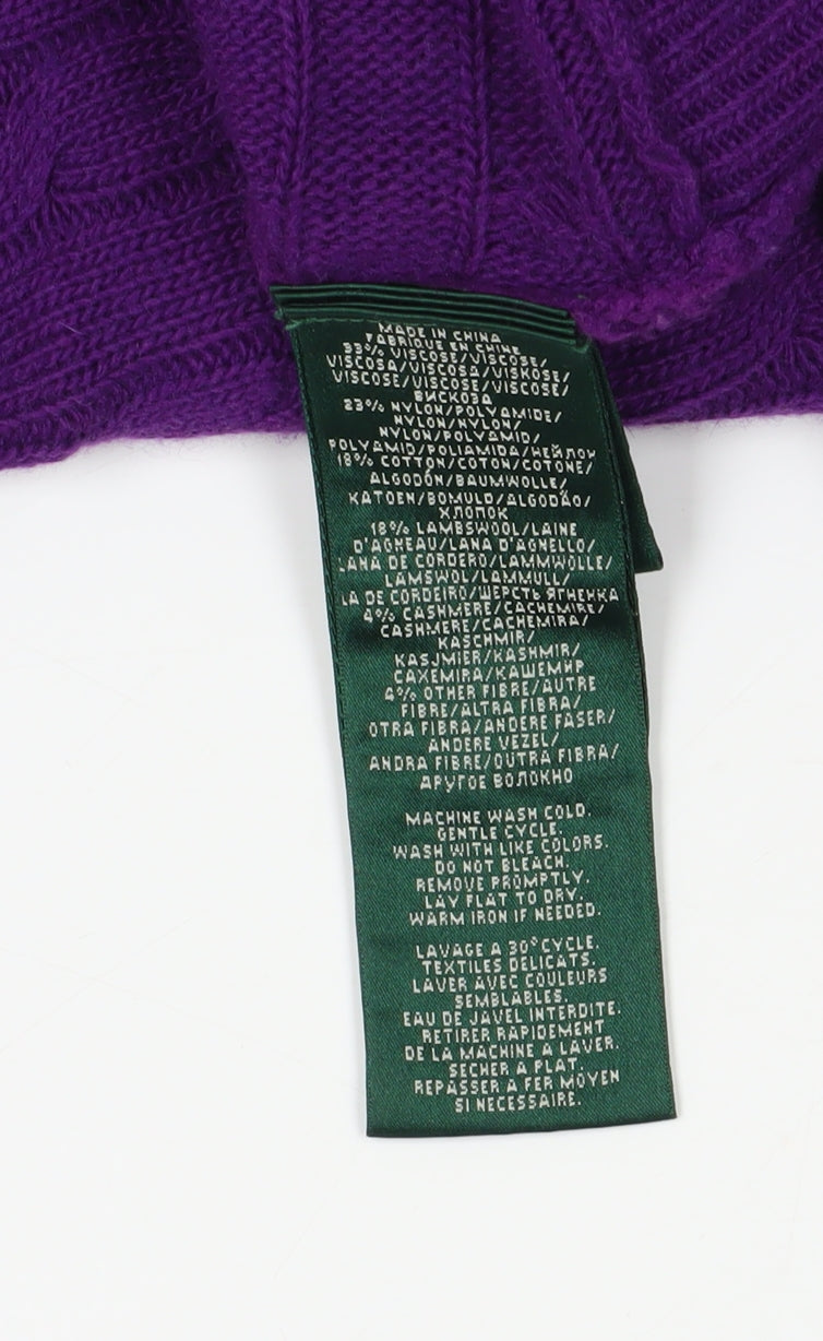Ralph Lauren Women's Purple Cable-Knit Pullover Jumper