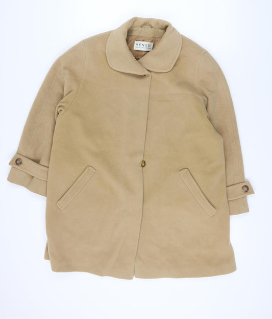 Hensel Beige Wool Angora Women's Mid-Length Overcoat