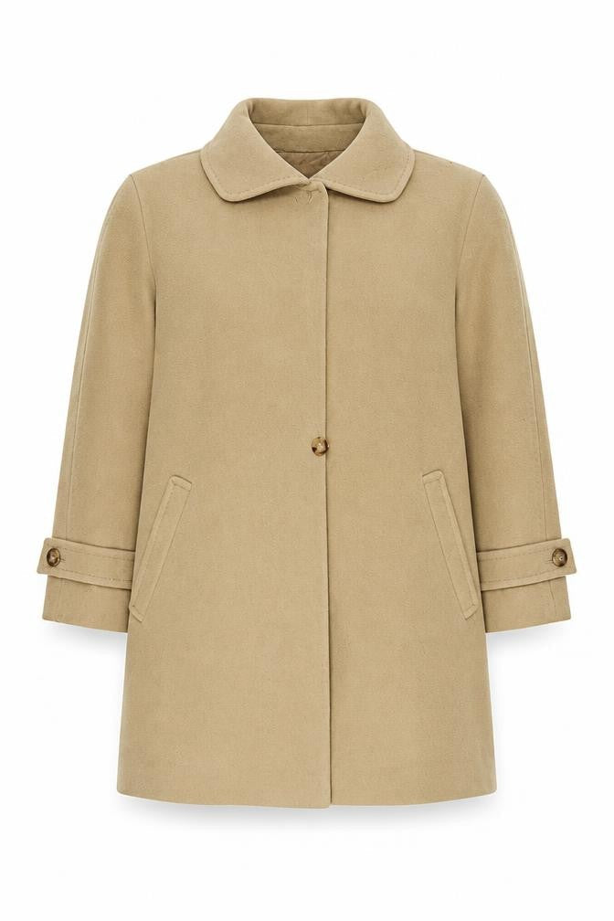 Womens UK Size L/XL Regular Hensel Beige Wool Blend Coat