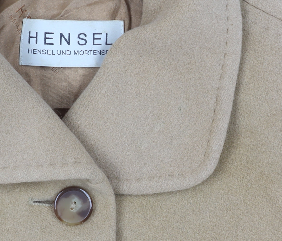 Hensel Beige Wool Angora Women's Mid-Length Overcoat