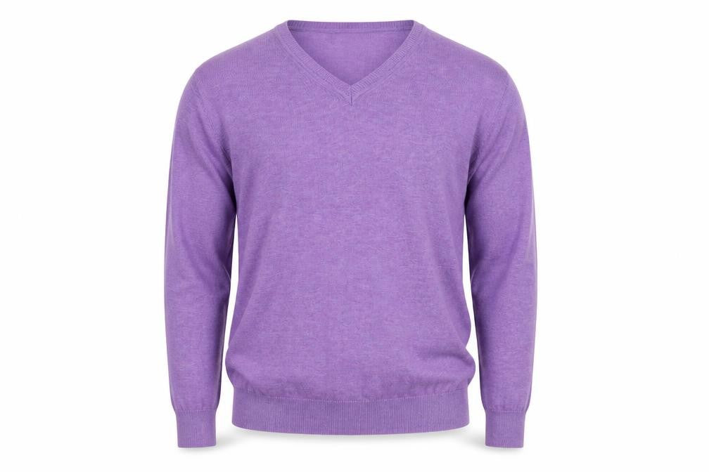 Austin Reed Men's Purple V-Neck Pullover Jumper - S