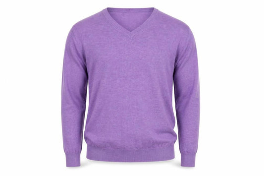 Austin Reed Men's Purple V-Neck Pullover Jumper - S