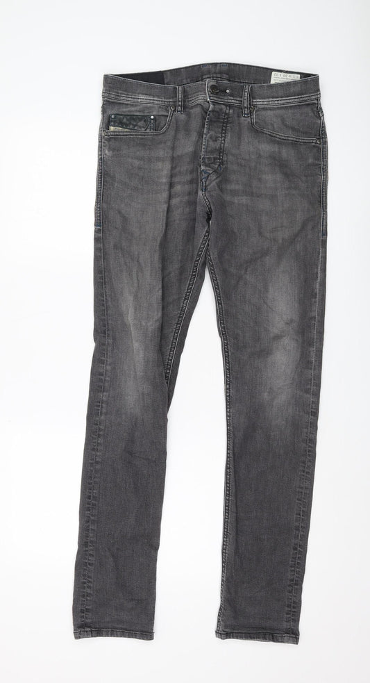 Diesel Men's Grey Slim Jeans, Size 32, Stretch Fit
