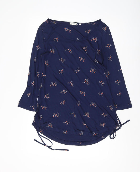 Fat Face Women's Blue Floral Tunic Blouse Size 10 Relaxed Fit