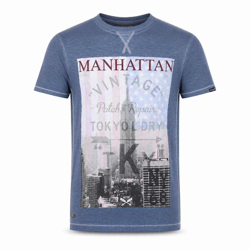 Mens UK Size S Tokyo Laundry Blue  Polyester Blend T-Shirt