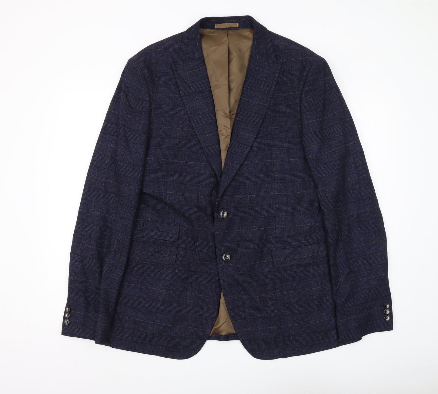 Moss London Men's Blue Check Slim Fit Blazer 46L