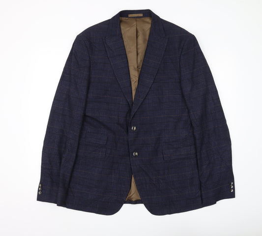 Moss London Men's Blue Check Slim Fit Blazer 46L