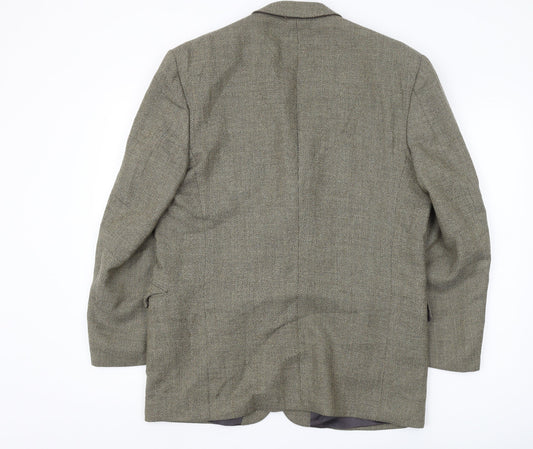 Jaeger Men's Brown Wool Tweed Blazer, Size 42R, Classic Fit