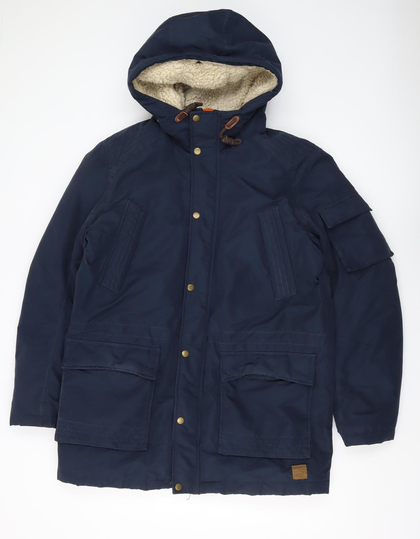 Jack & Jones Men's Large Blue Hooded Parka Jacket