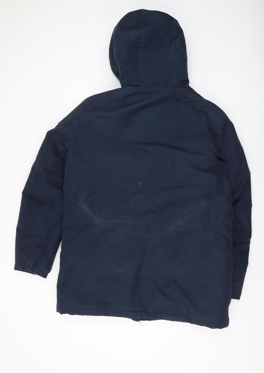 Jack & Jones Men's Large Blue Hooded Parka Jacket