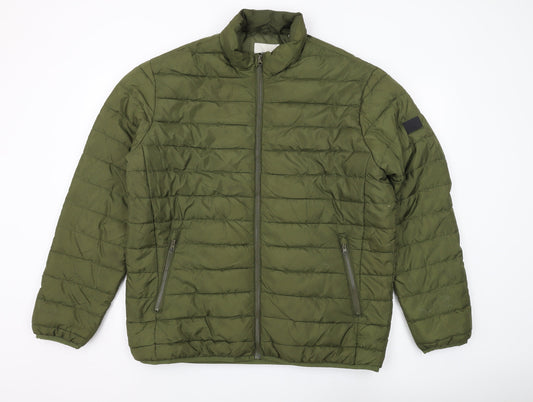 Jack & Jones Men's Green 2XL Puffer Jacket with Zip