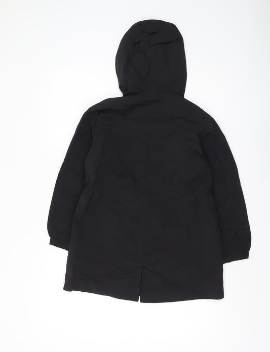 Zara Girls Black Parka Coat, 8Y, Hooded, Casual Mid-Length