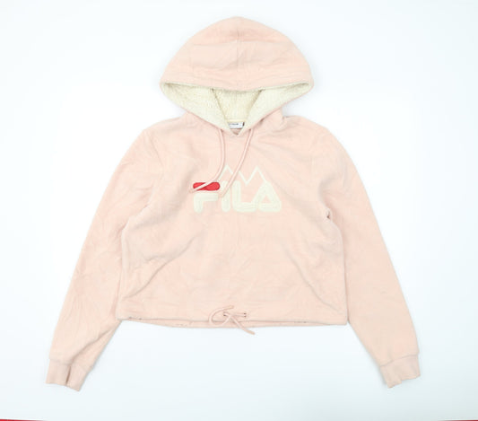 FILA Women's Pink Pullover Hoodie, Size M, Cozy Casual Wear