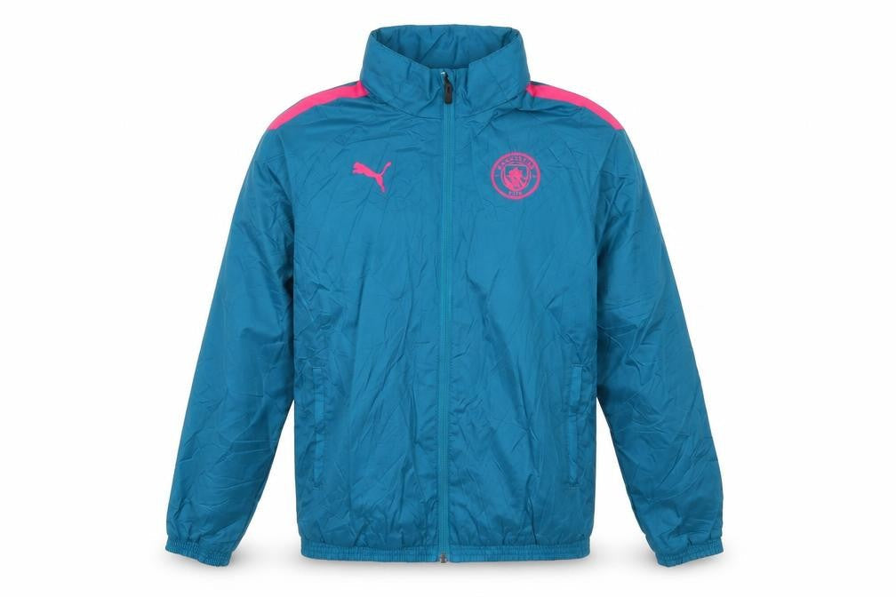 Front view of Puma boys’ blue track jacket m - lightweight full zip