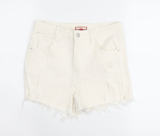 Joe Browns Women's Ivory Cut-Off Denim Shorts Size 8