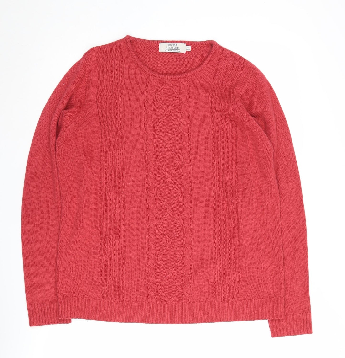 Honor Millburn Women's Red Cable-Knit Jumper M