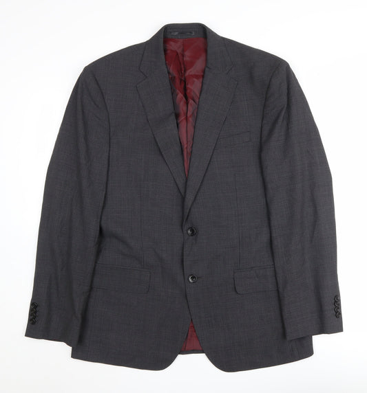 T.M. Lewin Men's Grey Check Blazer Size 40 Regular