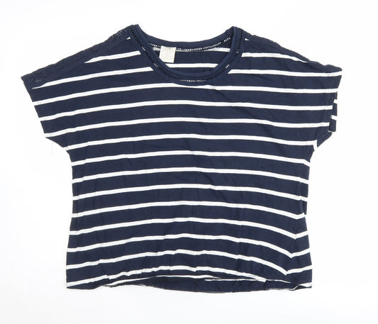 Trespass Women's Blue Striped T-Shirt, Size 16, Lace Accents