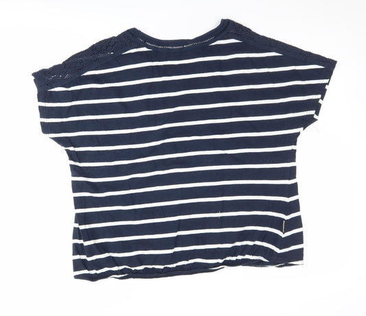 Trespass Women's Blue Striped T-Shirt, Size 16, Lace Accents
