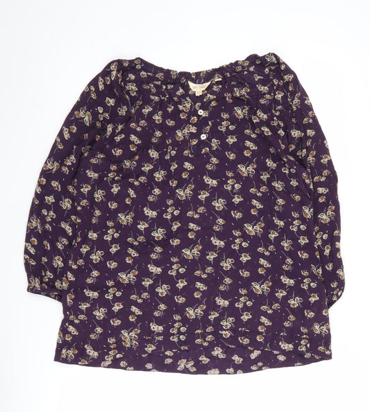 Fat Face Women's Purple Floral Long Sleeve Blouse Size 10