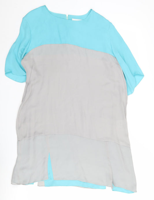 Richard Nicoll Women's Blue Grey Silk Dress, UK 16