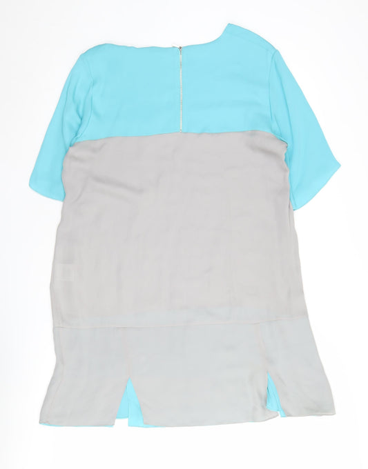 Richard Nicoll Women's Blue Grey Silk Dress, UK 16