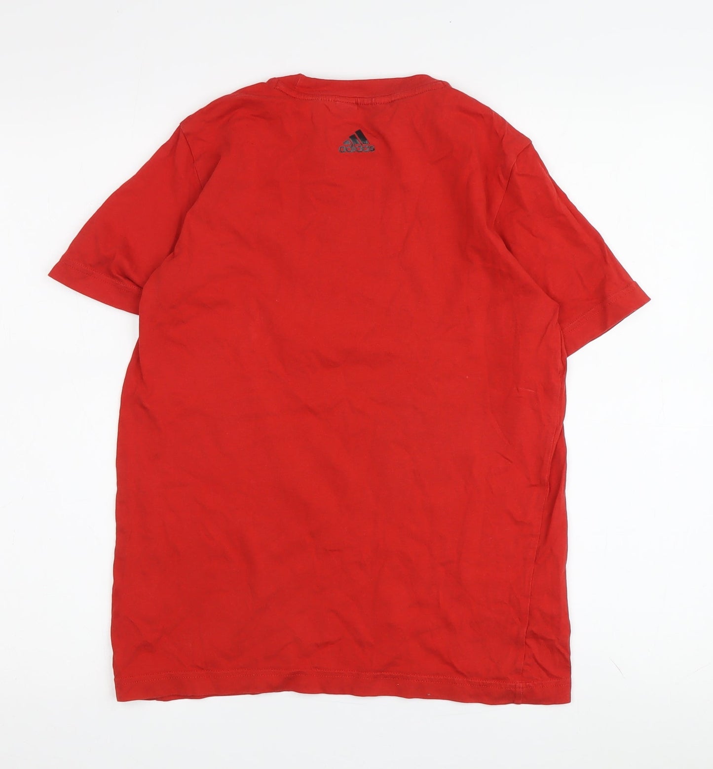 Adidas Boys Red T-Shirt L Short Sleeve Graphic Logo