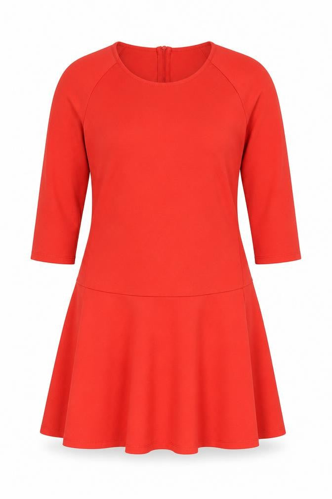 ESMARA Women's Red Dress, Size 14-16, 3/4 Sleeve, Zip