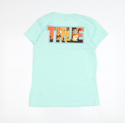 True Religion Women's Green V-Neck T-Shirt Medium
