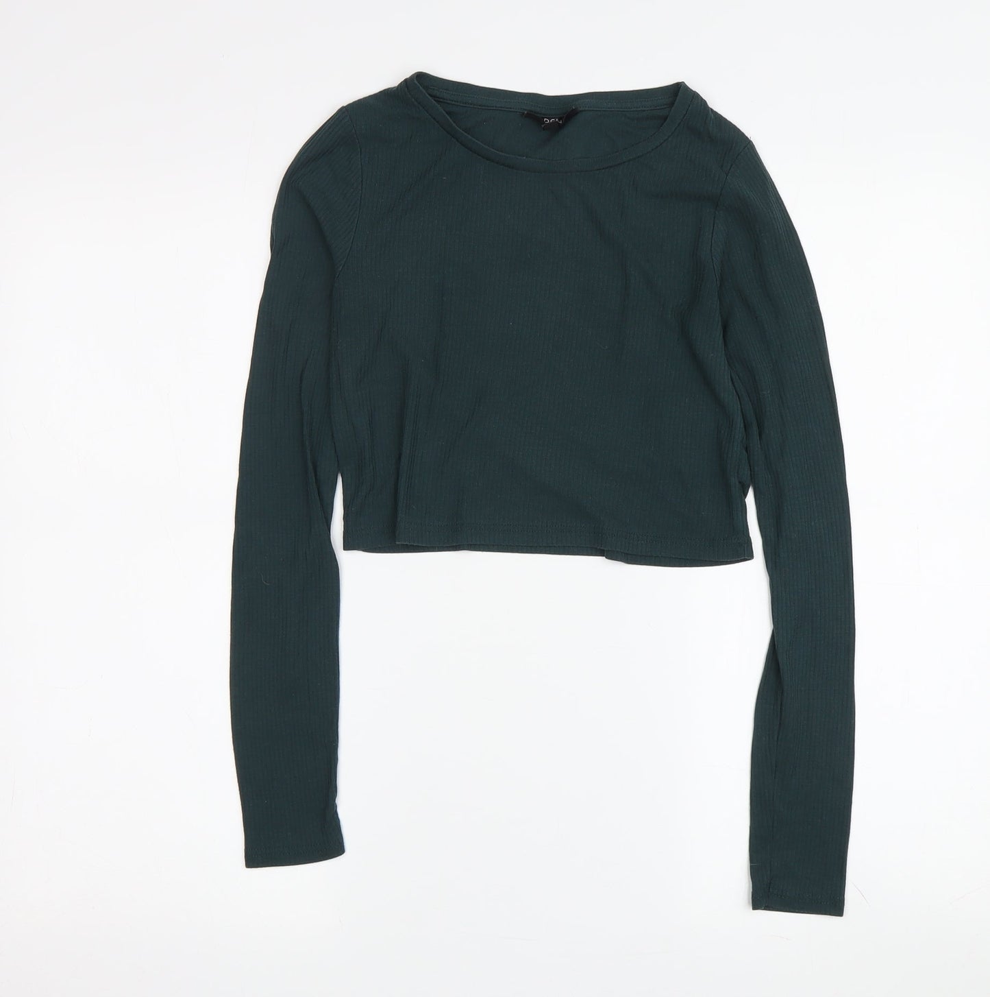 Topshop Women's Green Cropped Long Sleeve Top Size 6